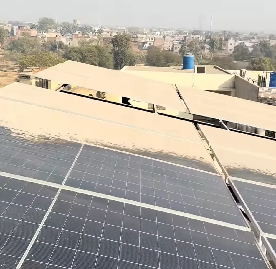 Clean solar panels on a Multan rooftop after solar panel cleaning